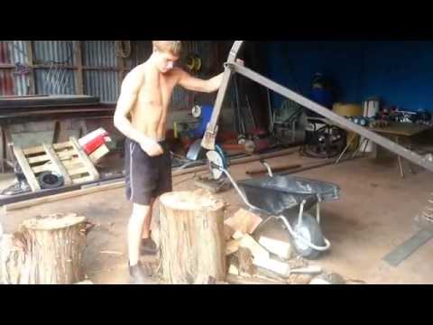 Manual Log Splitter made from steel off-cuts and car spring.