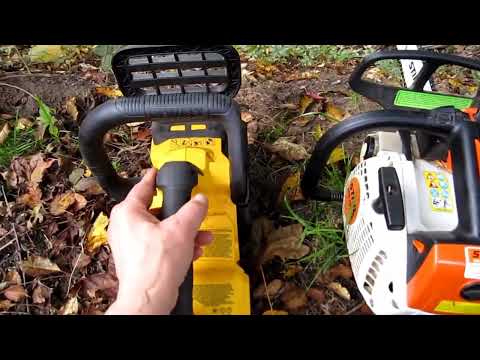 DEWALT 20V MAX XR Battery chainsaw vs gas chainsaw noise comparison