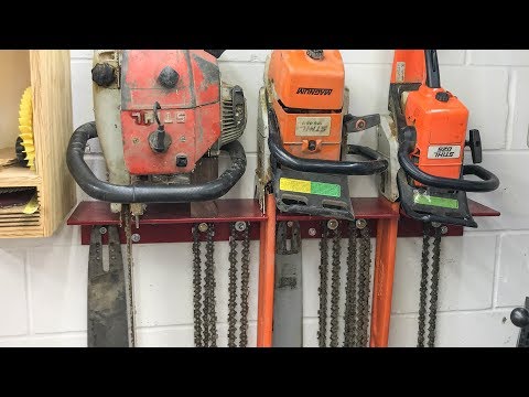 Wall-Hanging Chainsaw Rack