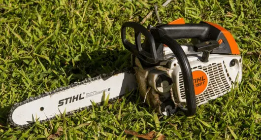 stihl chainsaw on grass